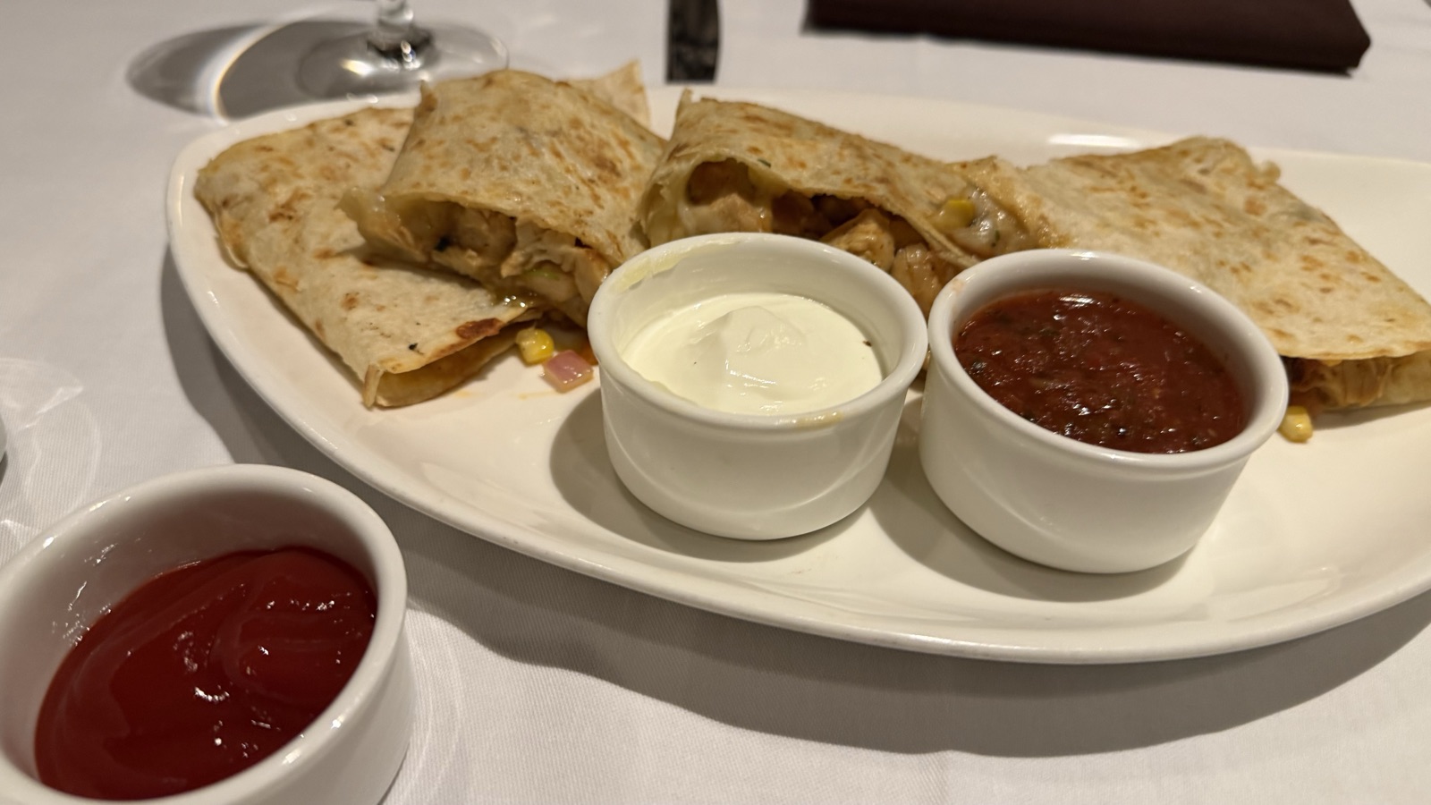 Dinner at the hotel restaurant, covered by the $100 property credit